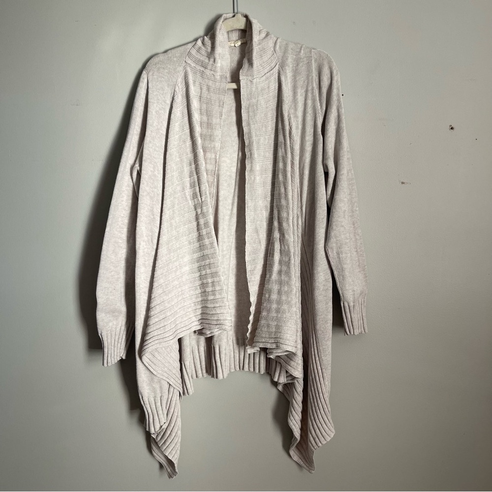 Eileen Fisher Beige Organic Cotton Draped Cardigan Sz 2X